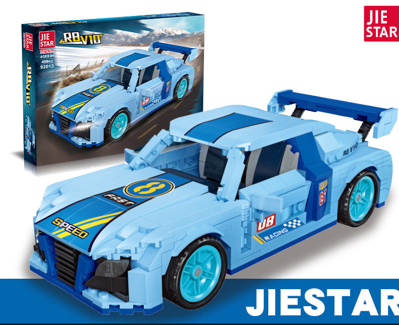 r8-v10 pull back car building blocks set - 499 pcs | jiestar 92013 - 5