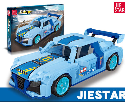 r8-v10 pull back car building blocks set - 499 pcs | jiestar 92013 - 5