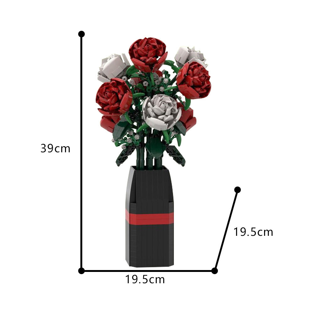 red and white roses building set | moc-107699 - 3