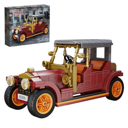 red vintage car model  - classic retro vehicle building blocks - 1