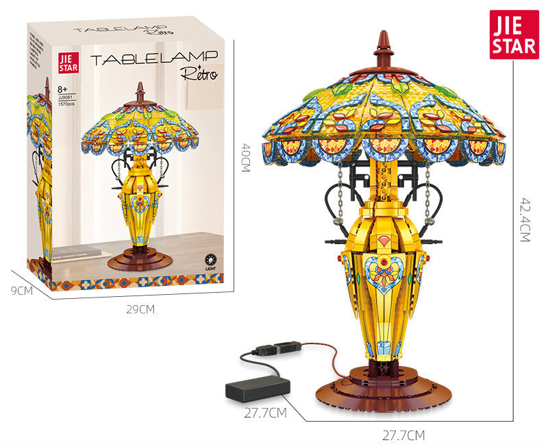 retro table lamp building kit - 1570 pcs | jie star 9081 - 5