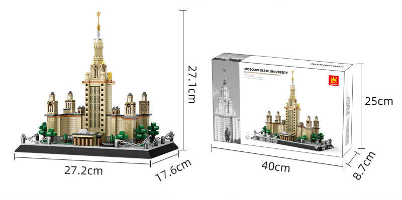 russia moscow state university builidng set - 875 pcs wange bricks - 6