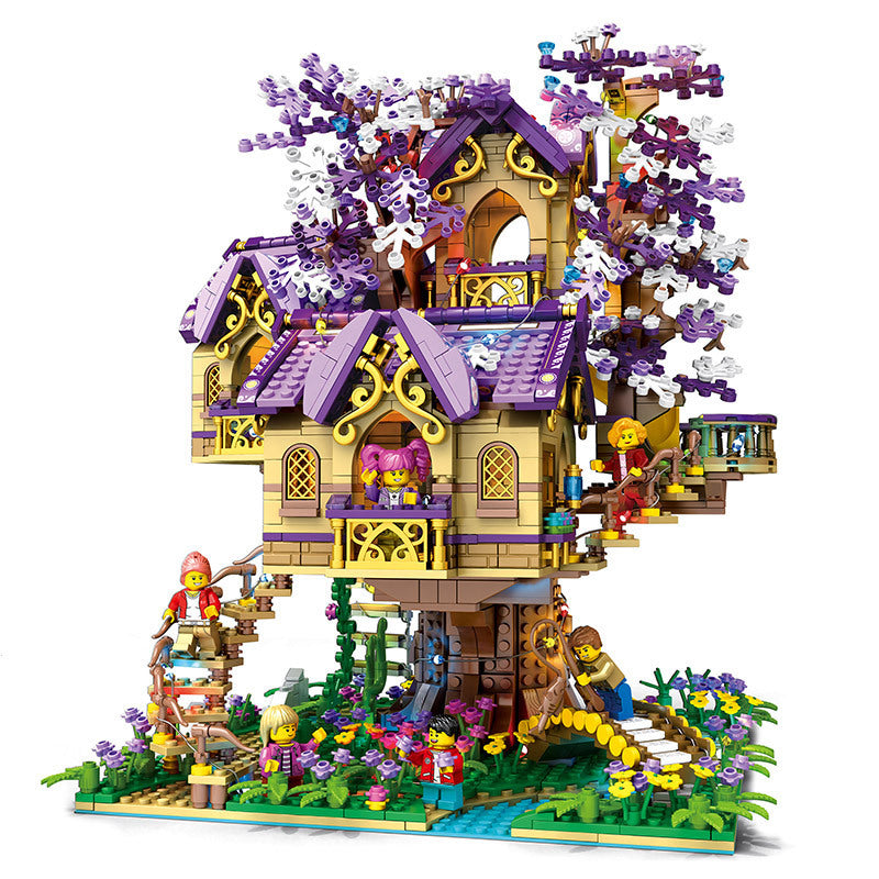 sakura elf tree house with lights building blocks set - juhang - 5