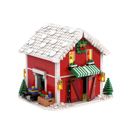 santa's workshop building set | christmas winter village | moc-132999 - 1