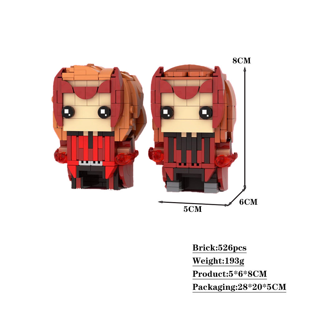 scarlet witch brickheadz building set | marvel | moc-79839 - 3