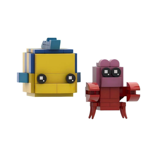 sebastian & flounder brickheadz moc | the little mermaid | lego compatible - 1
