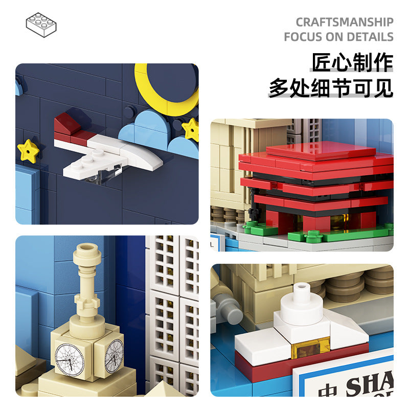 shanghai city postcard - building blocks set - wange bricks - 509 pcs - 2