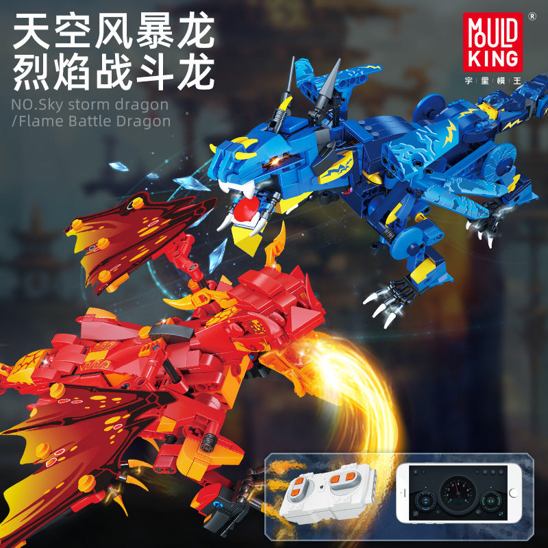 sky storm dragon & flame battle dragon - mouldking 13147 - 2