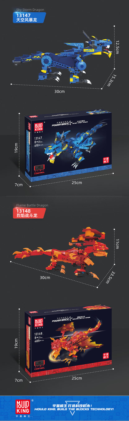 sky storm dragon & flame battle dragon - mouldking 13147 - 8