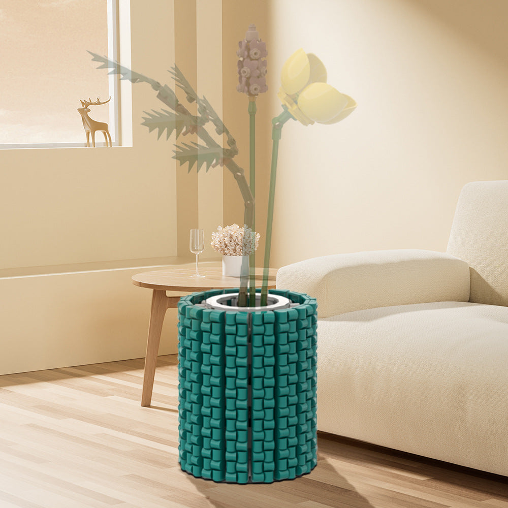 small and round turquoise flower vase building set | moc-182078 - 1