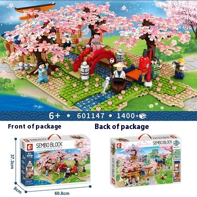 Small Particle Blocks Street View Cherry Blossom 1400 pcs