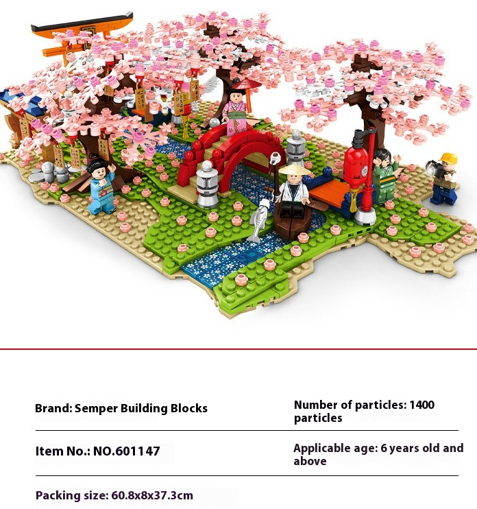 Small Particle Blocks Street View Cherry Blossom 1400 pcs