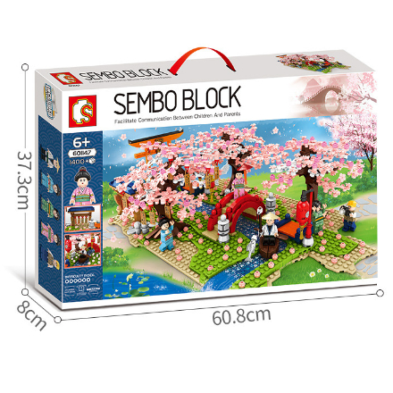 Small Particle Blocks Street View Cherry Blossom 1400 pcs