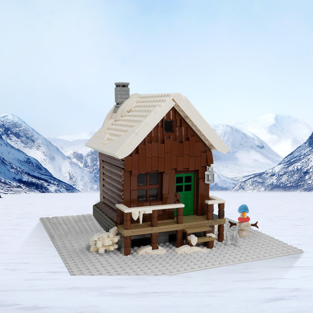 snowy winter cabin building set | moc-135641 - 1