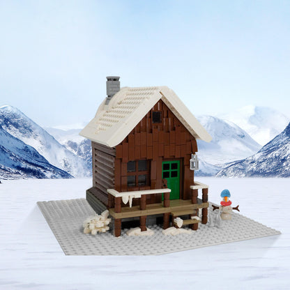 snowy winter cabin building set | moc-135641 - 1