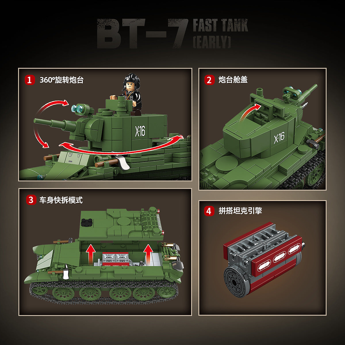 soviet bt-7 fast tank & t-70 light tank - quan guan 100290-91 - 9