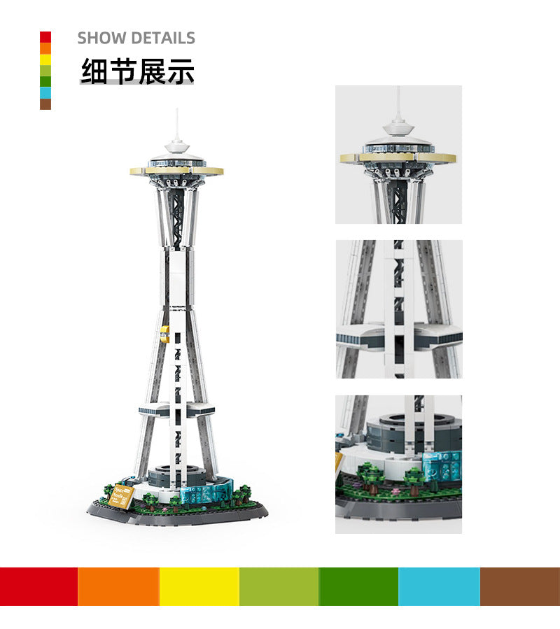 space needle in seattle - building blocks set - wange 5238 - 7