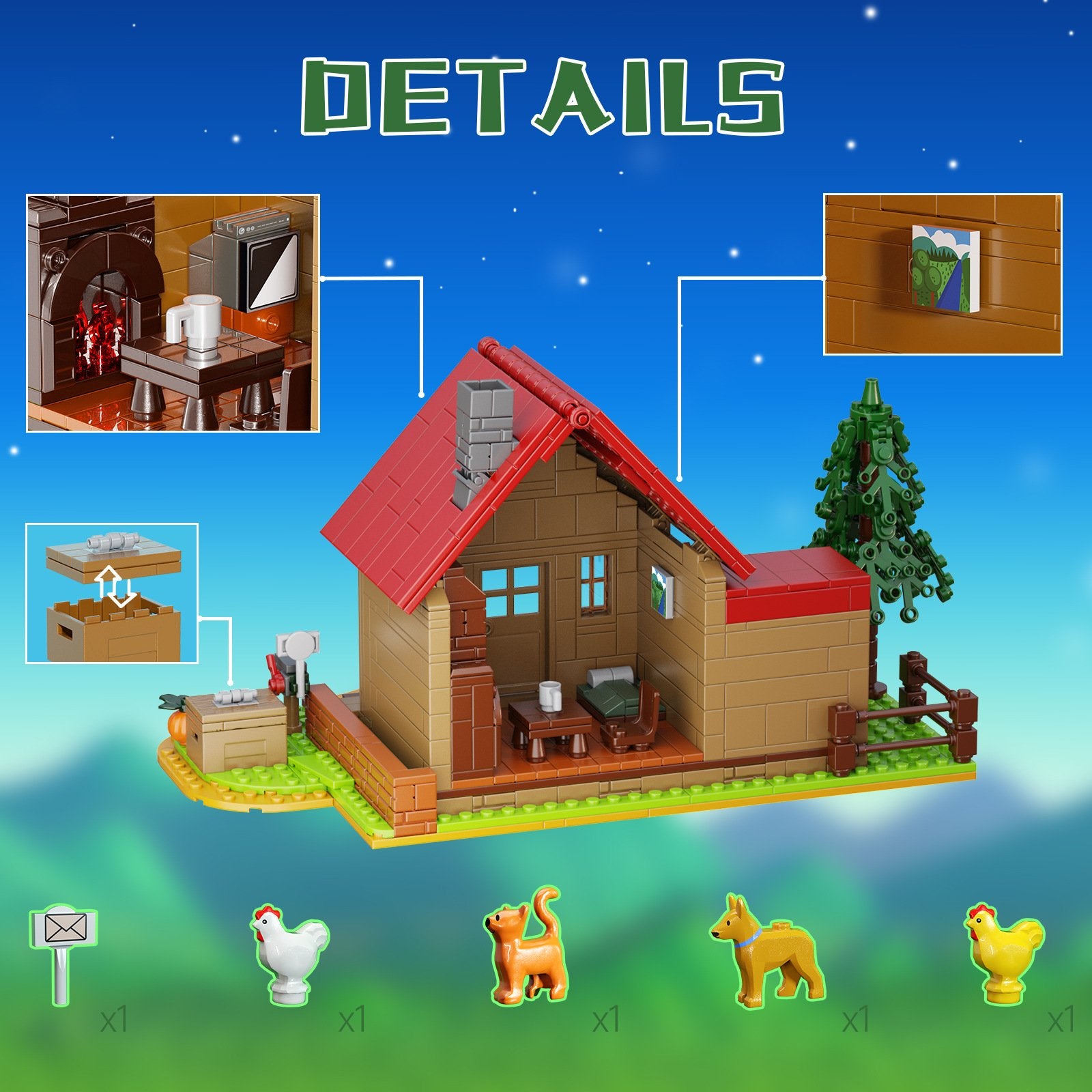 stardew farmhouse building toy set - 766 pieces diy farm playset - 5