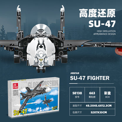 su-47 fighter aircraft building ki t- 663 pcs | jiestar 58138 - 1