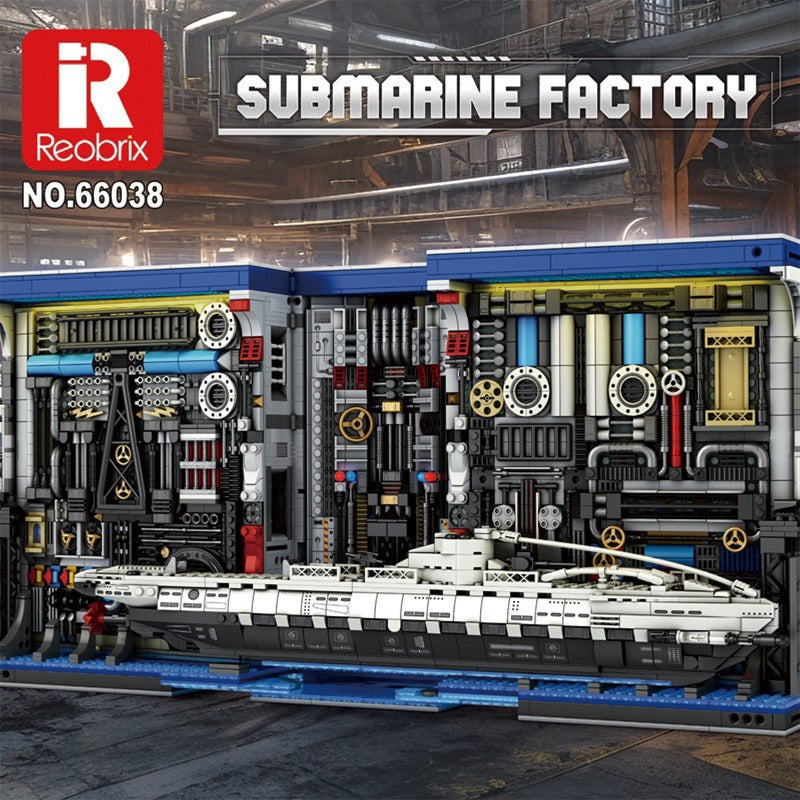 submarine factory bookends science fiction building blocks - reobrix - 1