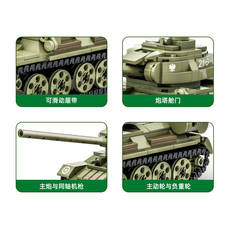 t-34-85 tank building blocks set - wange bricks - 604 pcs - 2