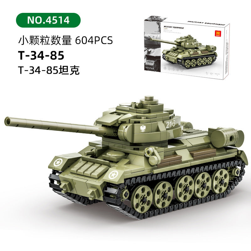 t-34-85 tank building blocks set - wange bricks - 604 pcs - 3