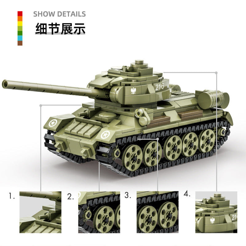 t-34-85 tank building blocks set - wange bricks - 604 pcs - 5