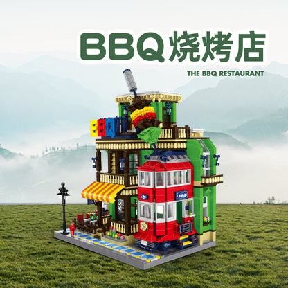 the bbq restaurant - building blocks set - wange bricks - 1