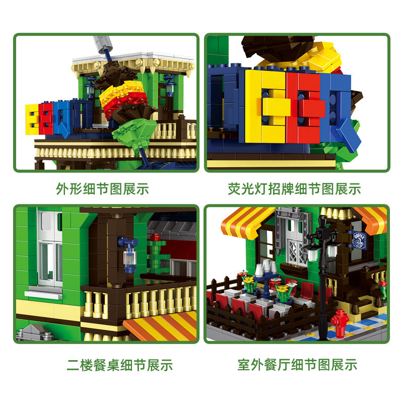 the bbq restaurant - building blocks set - wange bricks - 2