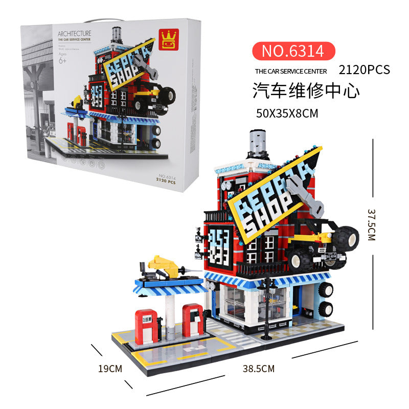 the car service center - building blocks set - wange bricks - 6