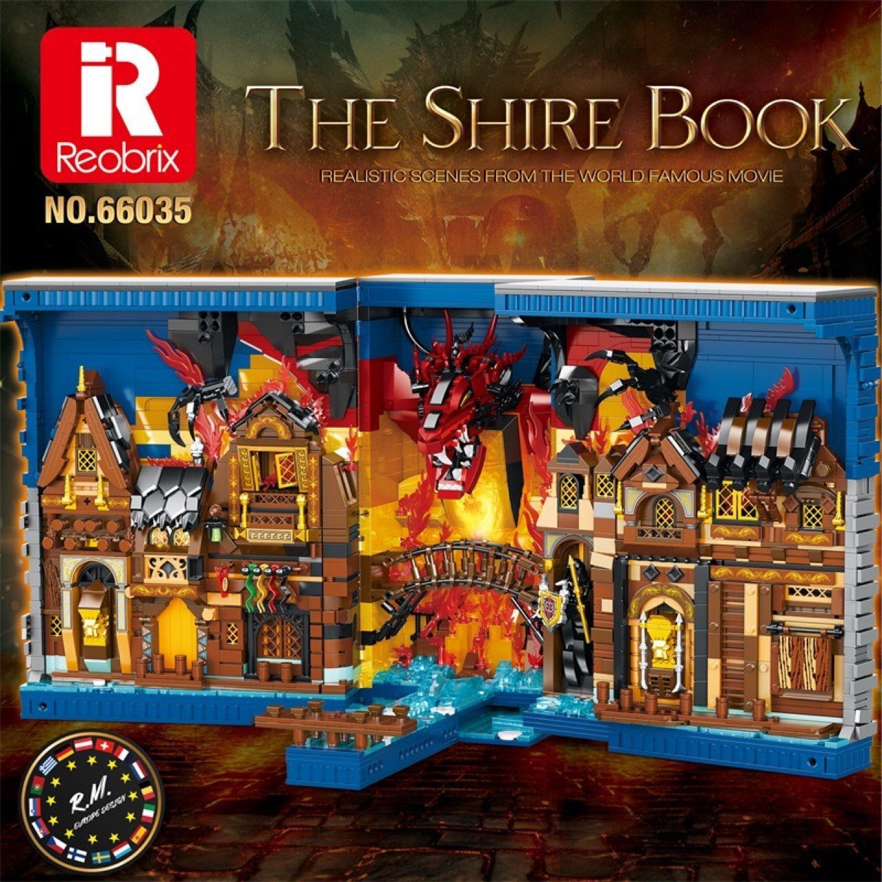 the shire book the hobbit building blocks bookends - reobrix - 1