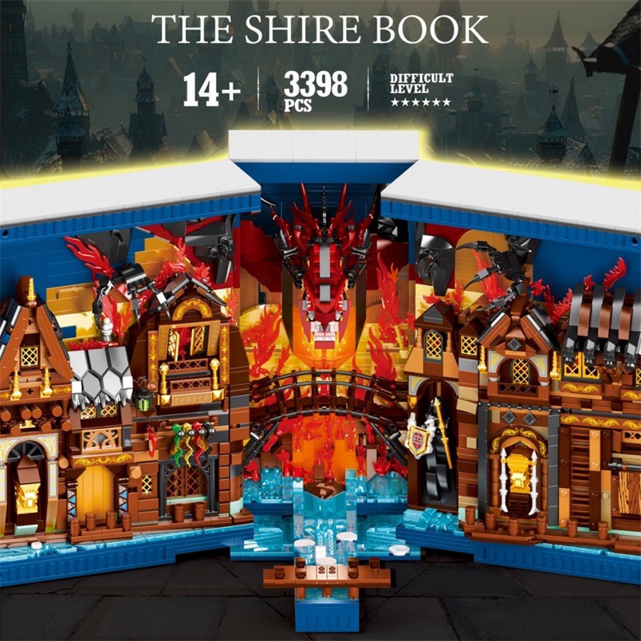 the shire book the hobbit building blocks bookends - reobrix - 3