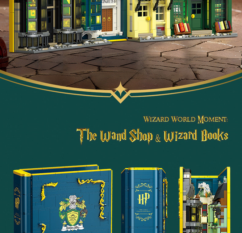 the wand shop & wizard books - 1976 pcs | jie star 9058 - 8