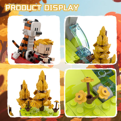 tigger grass slide building set | calvin and hobbes | lego compatible - 1