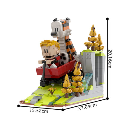 tigger grass slide building set | calvin and hobbes | lego compatible - 2