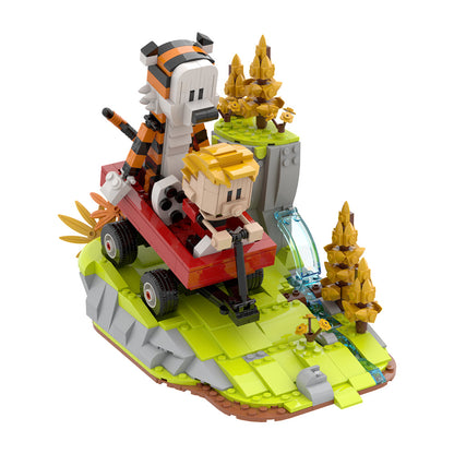 tigger grass slide building set | calvin and hobbes | lego compatible - 3