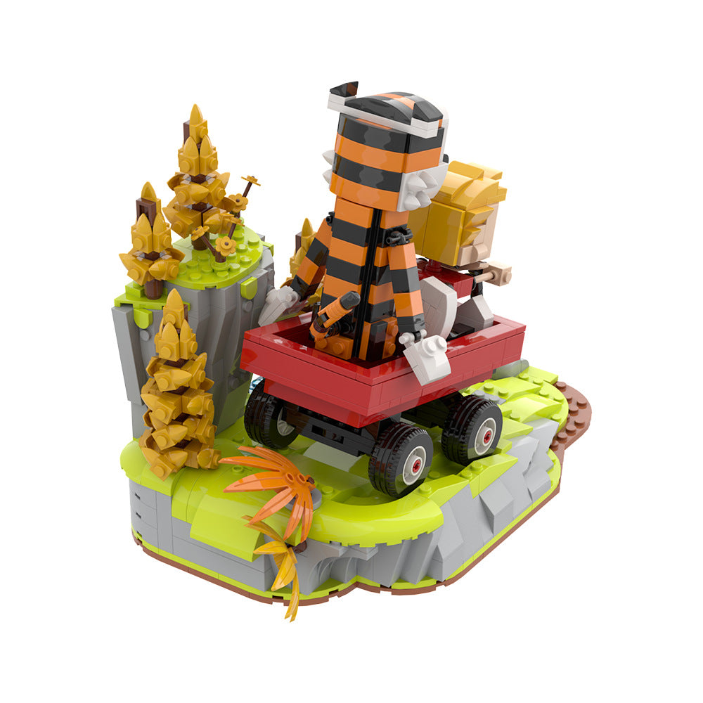 tigger grass slide building set | calvin and hobbes | lego compatible - 4