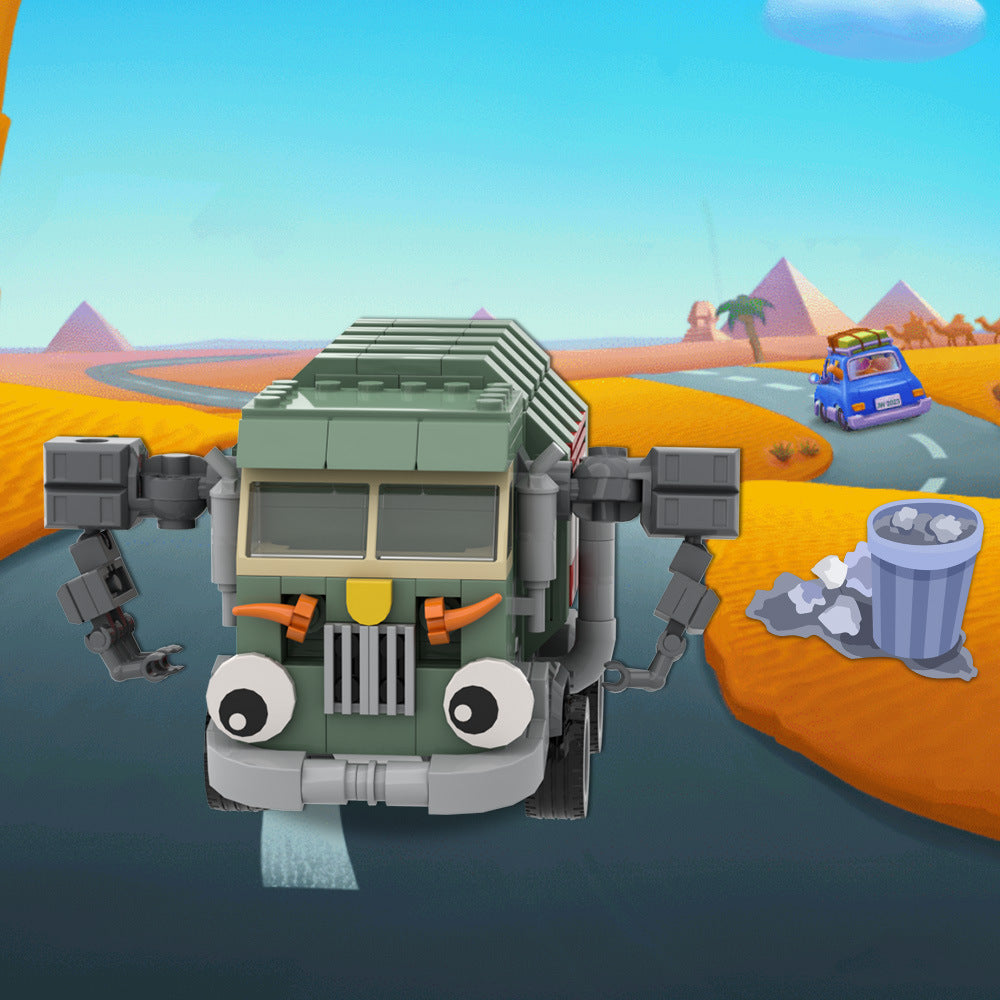 trash truck building set | lego compatible - 1