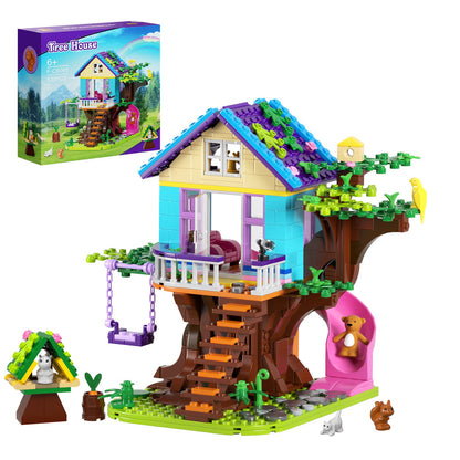 tree house building kit with animals & slide - creative toy for kids - 5