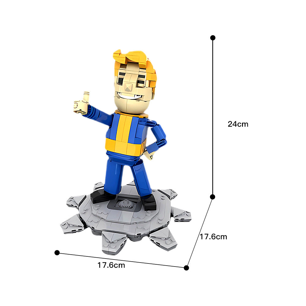 vault boy figurine with stand building set | fallout | moc-179833 - 4
