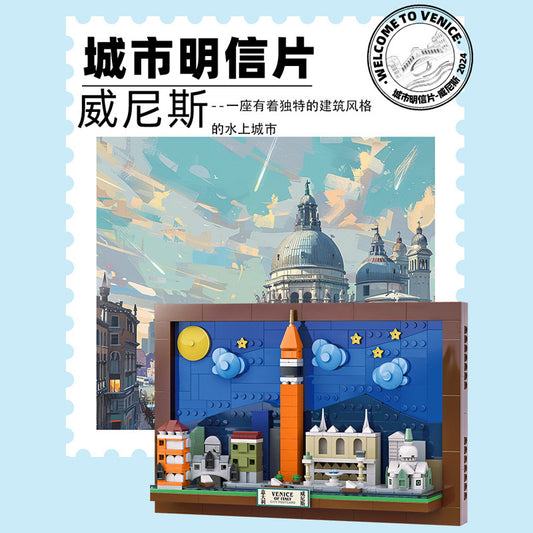 venice city postcard - building blocks set - wange bricks - 580 pcs - 1