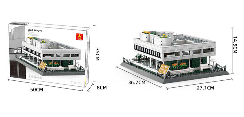 villa savoye, paris, france - building blocks set - wange bricks 5237 - 5