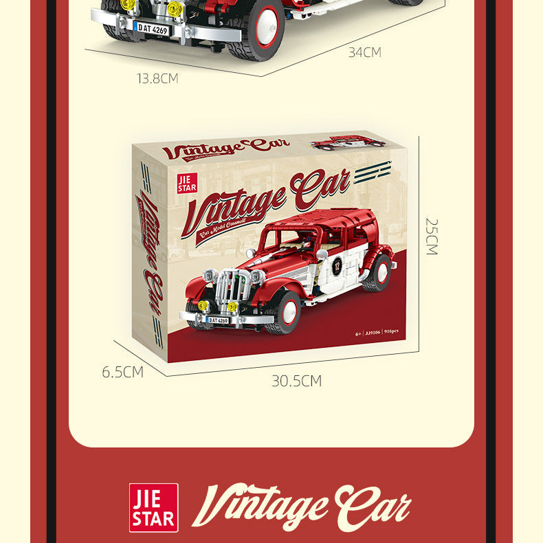 vintage car model oranment - 916 pcs | jiestar 9106 - 7