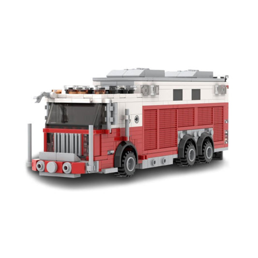 walk-in heavy rescue fire truck building set | moc-195172 - 1