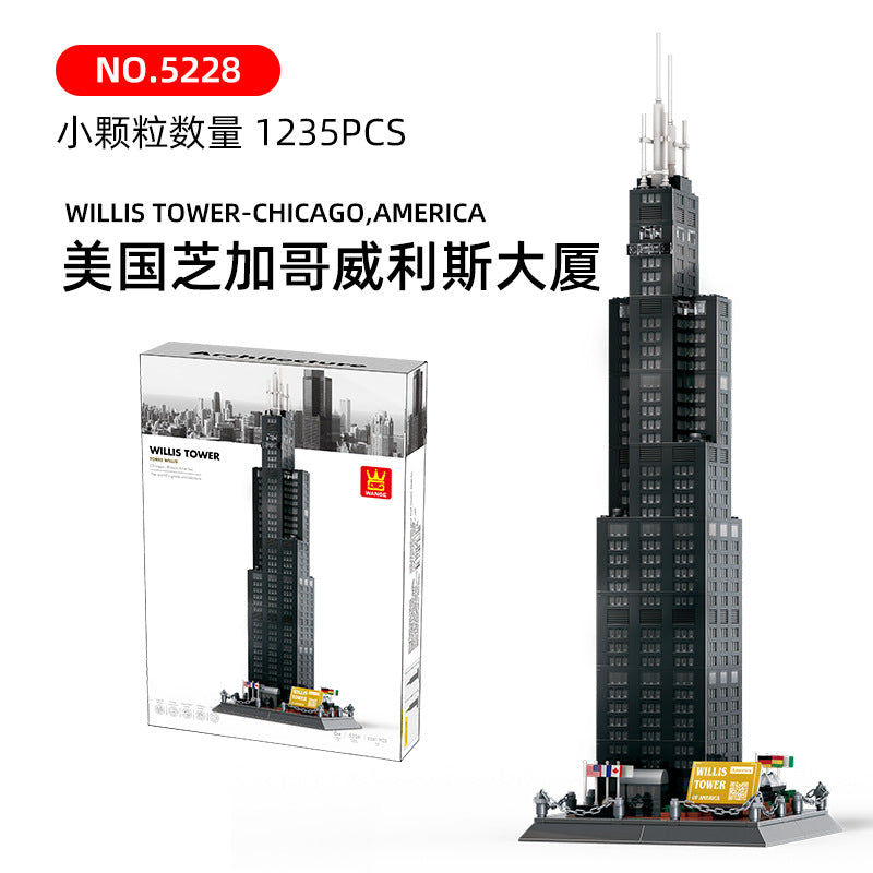 willis tower, chicago, usa - building blocks set - wange bricks - 4