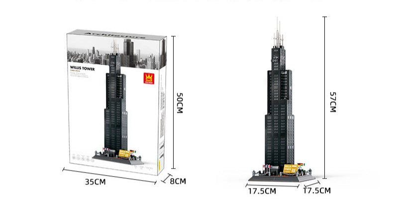 willis tower, chicago, usa - building blocks set - wange bricks - 6