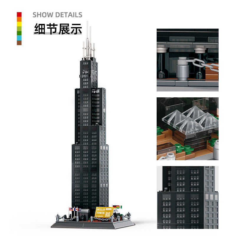 willis tower, chicago, usa - building blocks set - wange bricks - 7