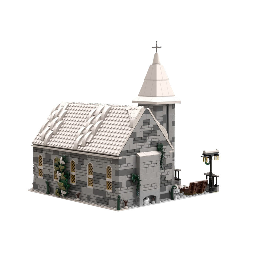 winter village church building set | moc-199733 - 5