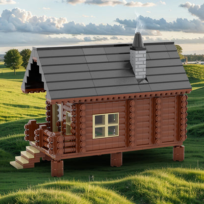 wood cabin building set | lego compatible - 2
