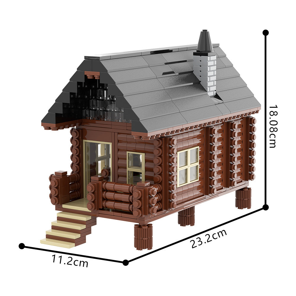wood cabin building set | lego compatible - 3